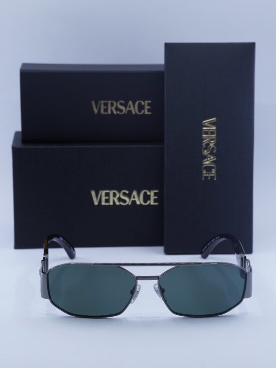 Versace VE2287 100171 Rectangle Sunglasses – Gunmetal / Grey main image 4